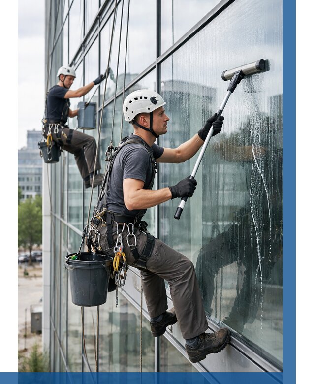 Мойка витражей альпинистами в Новомосковске от 723 р. под ключ|ВЫСОТНИК-Нвм