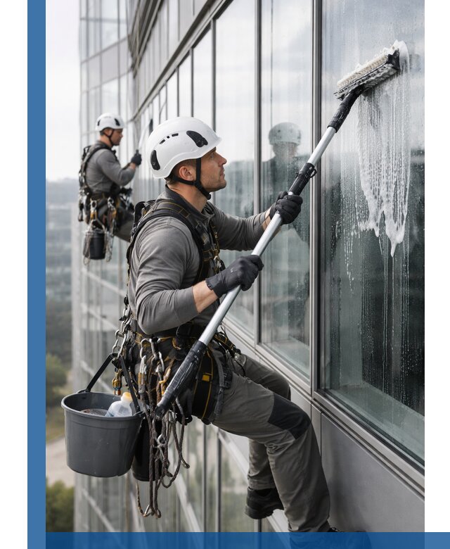 Высотная мойка сплошного остекления с выездом в Новомосковске