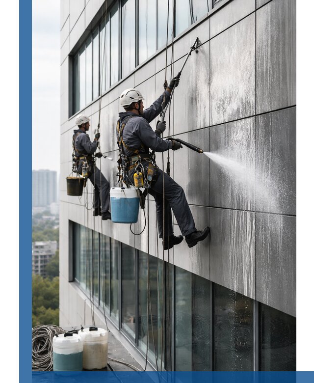 Профессиональная мойка вентилируемых фасадов в Новомосковске