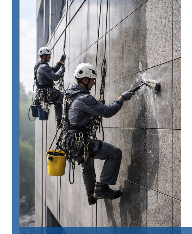 Профессиональная мойка фасада из керамогранита в Новомосковске