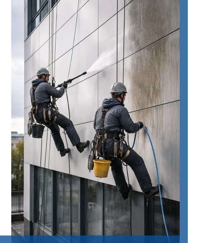 Мойка фасада из композита в Новомосковске по цене от 310 р. | ВЫСОТНИК-Нвм