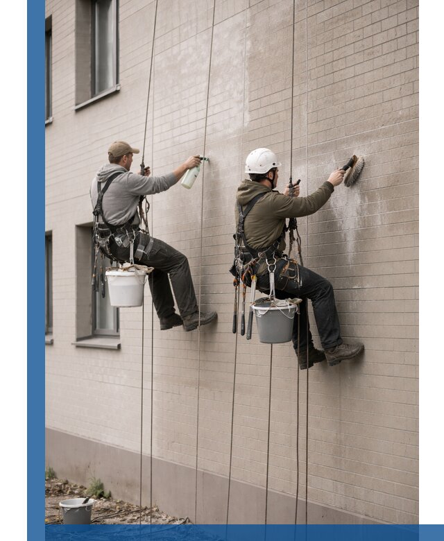 Удаление высолов с фасада зданий в Новомосковске без повреждений и следов