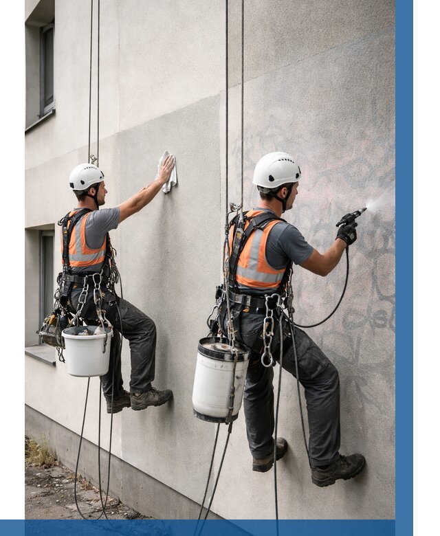 Антиграффити покрытие фасада в Новомосковске от 620 р. | ВЫСОТНИК-Нвм