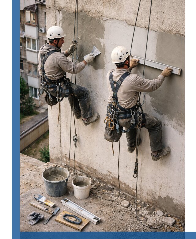 Комплексный ремонт штукатурного фасада с гарантией в Новомосковске