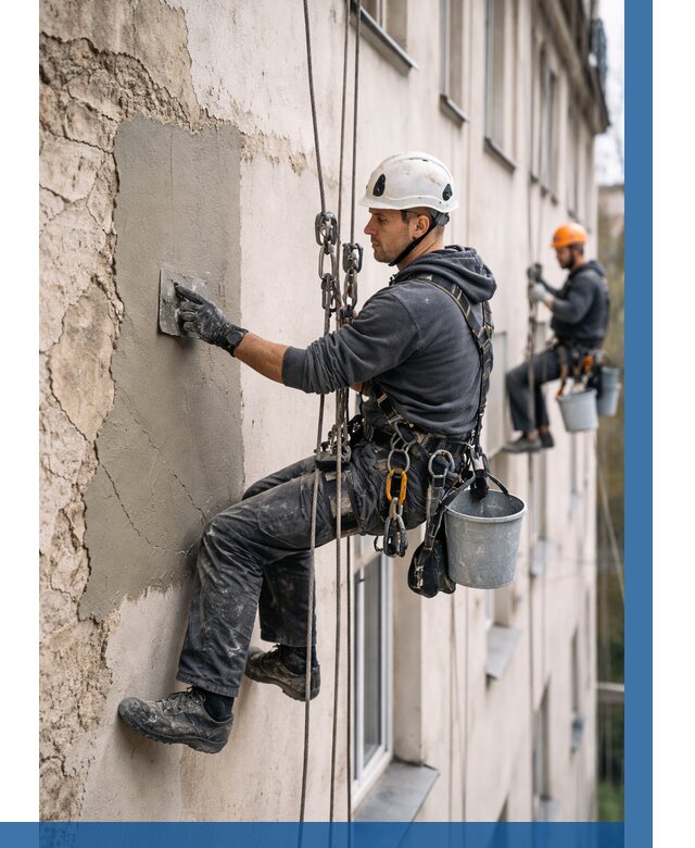 Восстановление штукатурки фасада в Новомосковске от 1239 р. | ВЫСОТНИК-Нвм