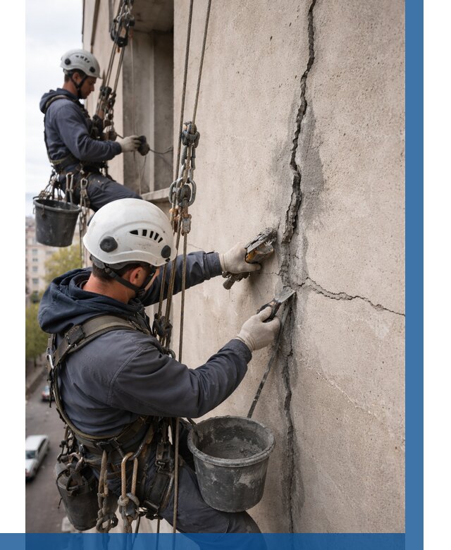 Заделка трещин на фасаде в Новомосковске от 929 р. | ВЫСОТНИК-Нвм