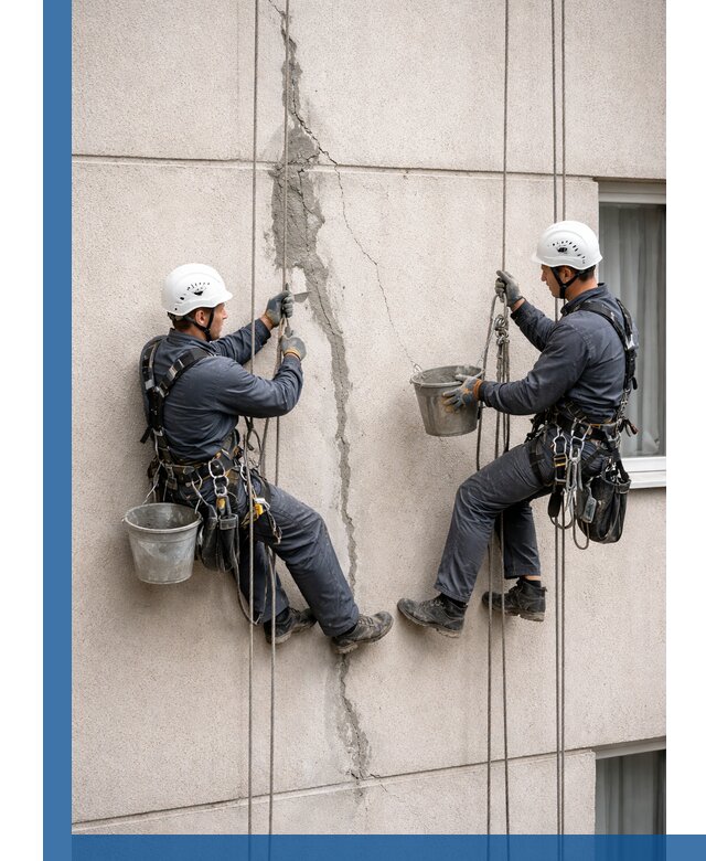 Заделка трещин на фасаде в Новомосковске с гарантийным ремонтом