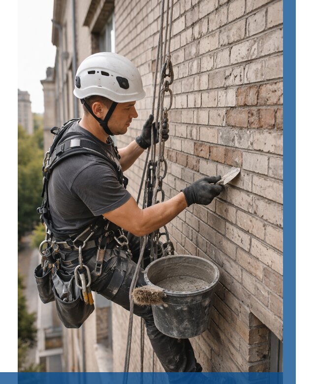 Ремонт кирпичной кладки фасада в Новомосковске от 1859 р. | ВЫСОТНИК-Нвм