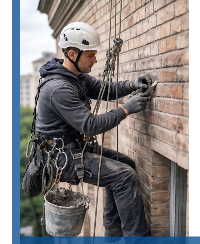 Качественный ремонт кирпичной кладки фасада в Новомосковске с гарантией