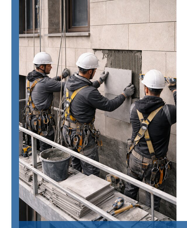 Ремонт облицовки фасада плиткой в Новомосковске с гарантией