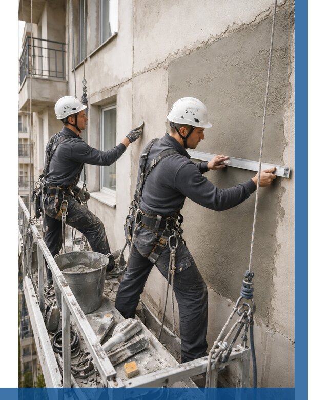 Штукатурка фасада на высоте в Новомосковске от 929 р. | ВЫСОТНИК-Нвм