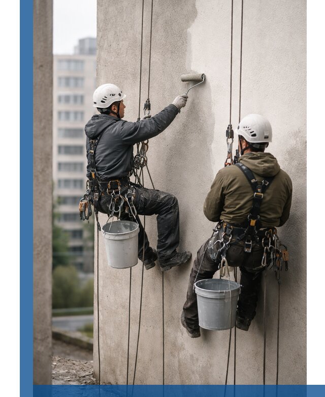 Покраска фасадов высотными альпинистами в Новомосковске с гарантией