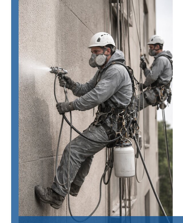 Безвоздушная покраска фасадов зданий в Новомосковске профессионально