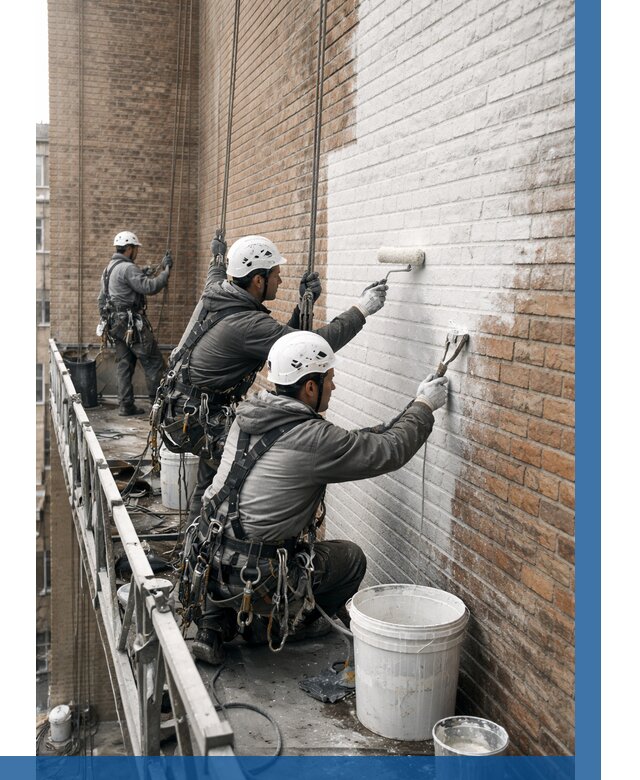 Покраска кирпичного фасада в Новомосковске от 361 р. | ВЫСОТНИК-Нвм