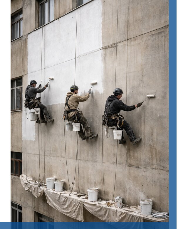 Покраска бетонного фасада в Новомосковске от 361 р за м2 | ВЫСОТНИК-Нвм