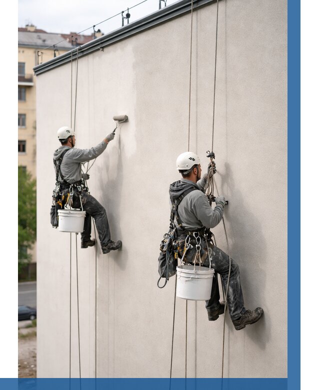 Покраска оштукатуренного фасада в Новомосковске от 330 р. | ВЫСОТНИК-Нвм