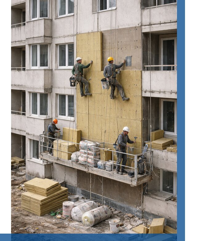 Утепление фасада минватой в Новомосковске от 1549 р. | ВЫСОТНИК-Нвм