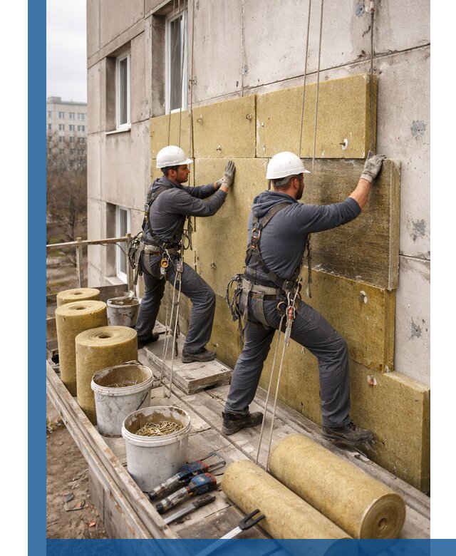 Утепление фасада минватой в Новомосковске под ключ с гарантией