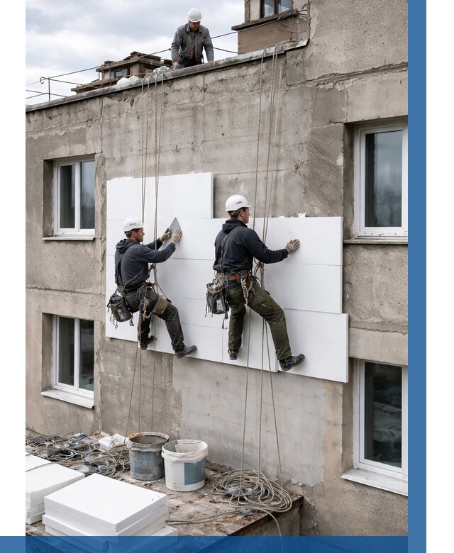 Утепление фасада пенополистиролом в Новомосковске от 1859 р. | ВЫСОТНИК-Нвм