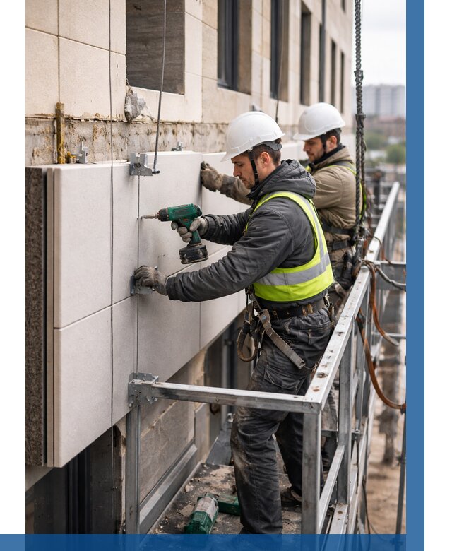 Монтаж фасадных термопанелей в Новомосковске от 1549 р. | ВЫСОТНИК-Нвм