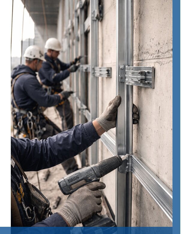 Монтаж подсистемы вентфасада в Новомосковске от 878 р. | ВЫСОТНИК-Нвм