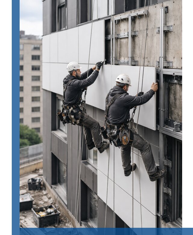 Монтаж композитных панелей фасада в Новомосковске под ключ