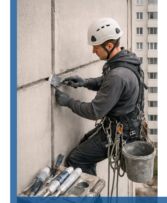 Ремонт межпанельных швов в Новомосковске герметизация и восстановление