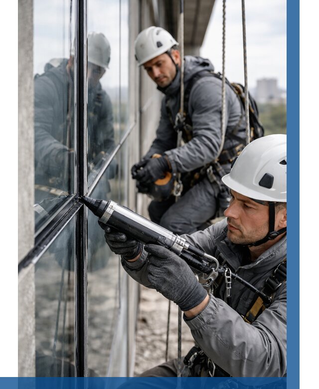 Герметизация витражных швов в Новомосковске от 671 р. | ВЫСОТНИК-Нвм