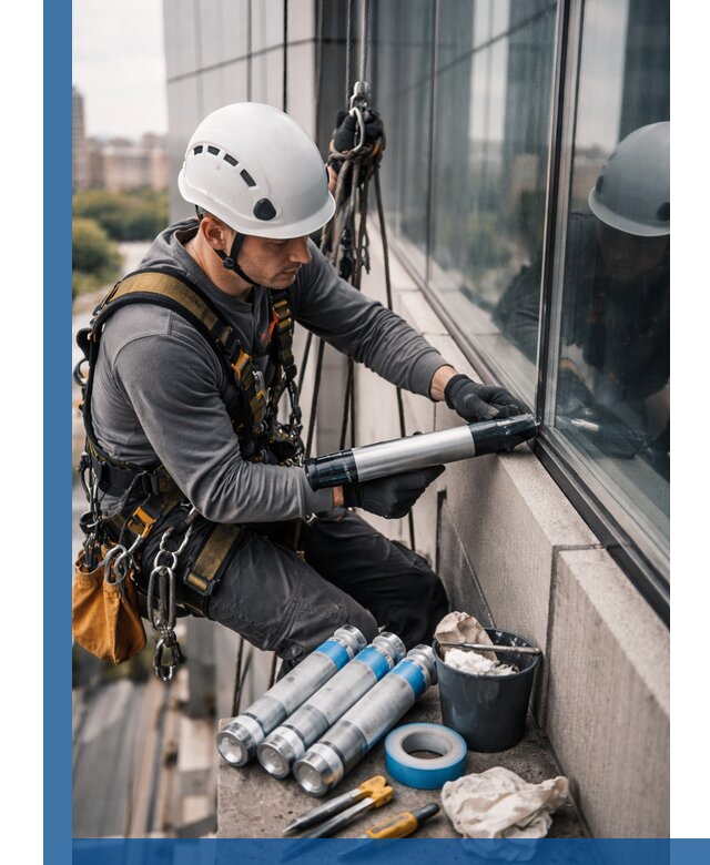 Герметизация стыков витража в Новомосковске для герметичных фасадов