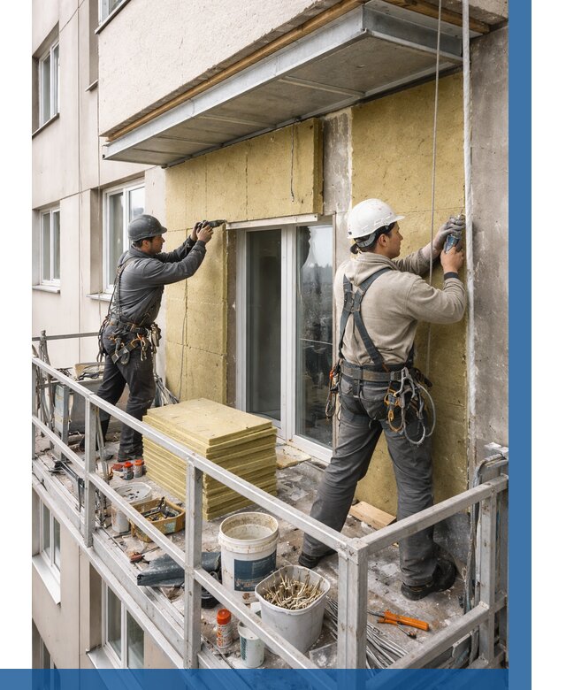 Утепление балкона снаружи в Новомосковске от 1652 р. под ключ ВЫСОТНИК-Нвм