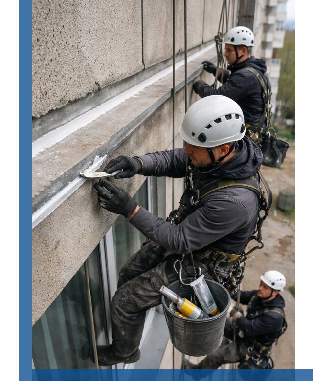 Герметизация примыкания балкона в Новомосковске под ключ с гарантией