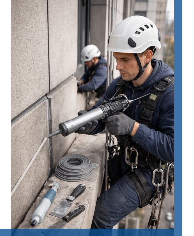 Герметизация деформационных швов фасада в Новомосковске от 723 | ВЫСОТНИК-Нвм