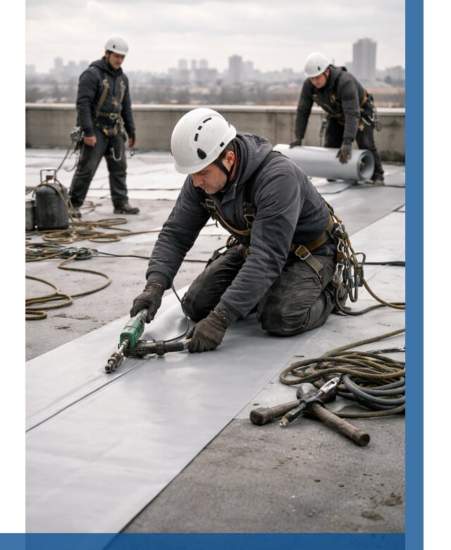 Ремонт мембранной кровли в Новомосковске от 1859 р./м2 | ВЫСОТНИК-Нвм