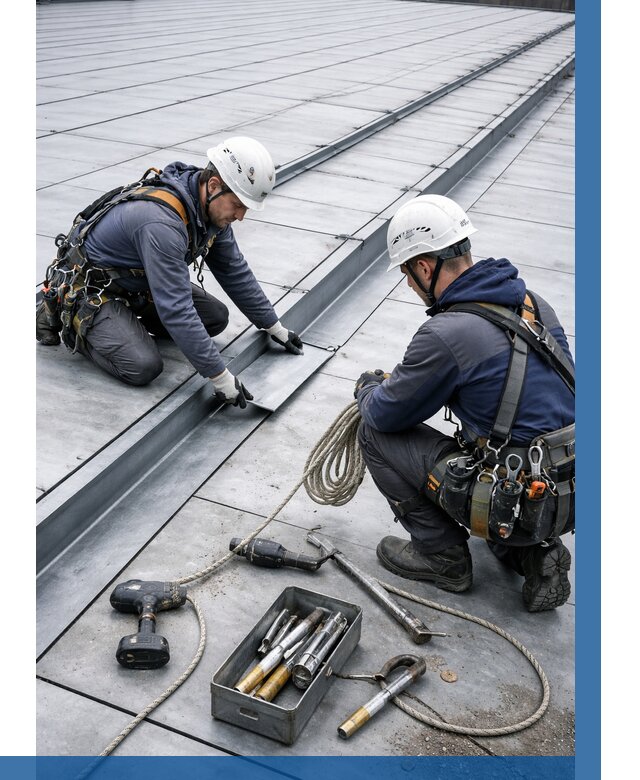 Ремонт фальцевой кровли в Новомосковске от 723 р. | ВЫСОТНИК-Нвм