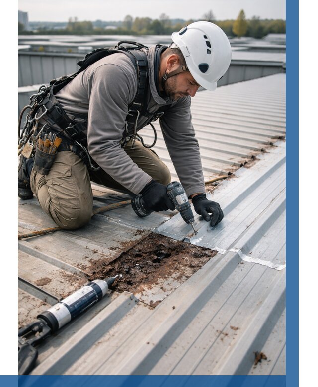 Ремонт профнастила на кровле в Новомосковске от 723 р. | ВЫСОТНИК-Нвм