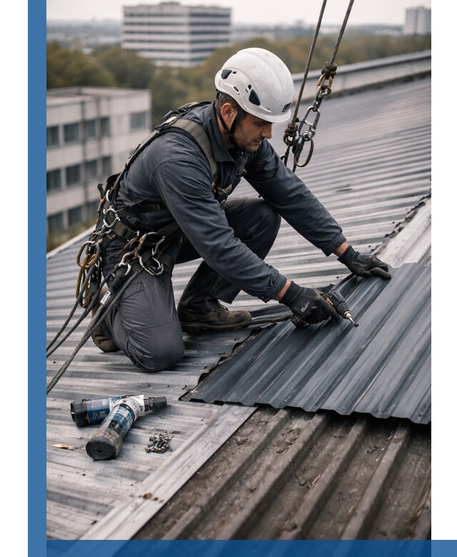 Ремонт профнастила на кровле в Новомосковске, работы под ключ