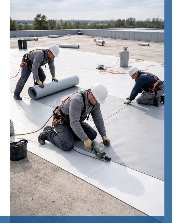 Монтаж мембранной кровли под ключ в Новомосковске от 1239 р. | ВЫСОТНИК-Нвм