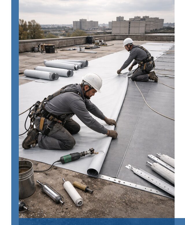 Монтаж мембранной кровли в Новомосковске для промышленных зданий