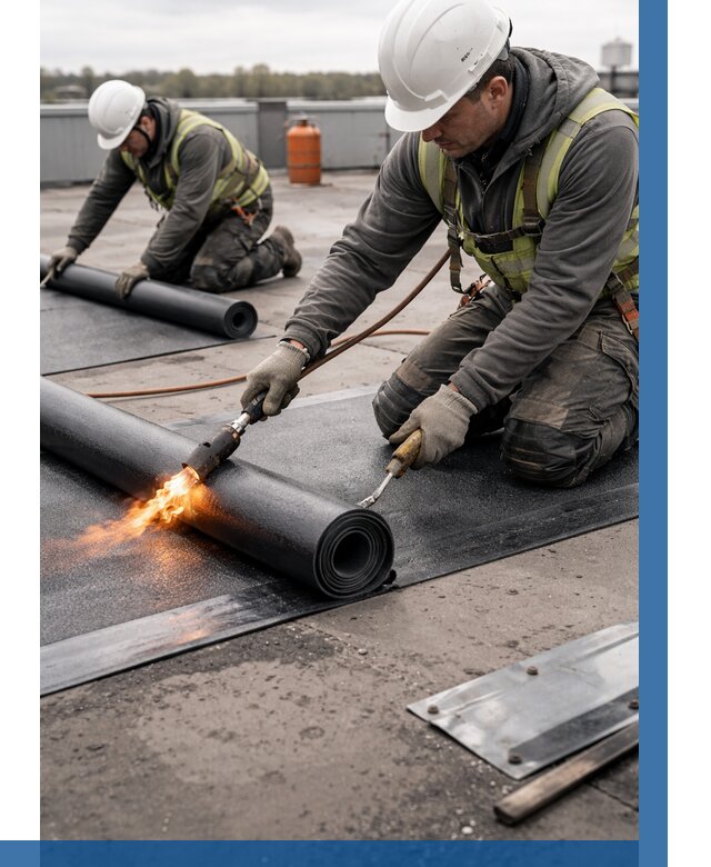 Монтаж наплавляемой кровли в Новомосковске от 878 р. — ВЫСОТНИК-Нвм