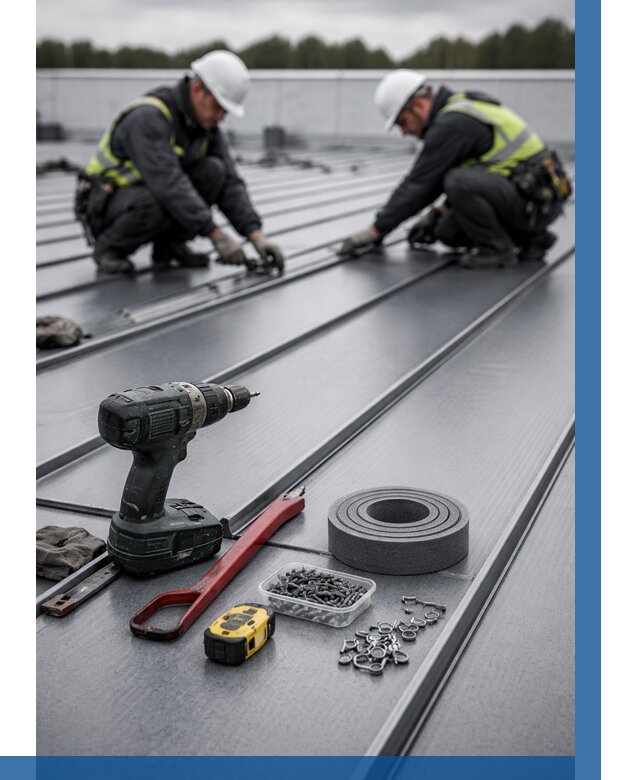 Монтаж фальцевой кровли в Новомосковске от 1859 р. | ВЫСОТНИК-Нвм