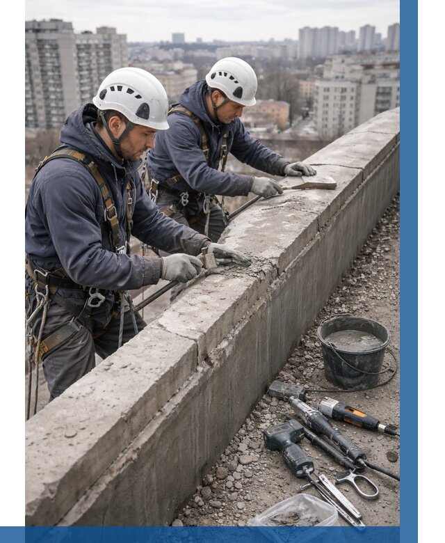 Ремонт парапета на кровле в Новомосковске от 1549 р. | ВЫСОТНИК-Нвм