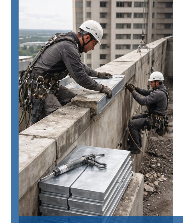 Замена парапетных крышек и установка новых в Новомосковске