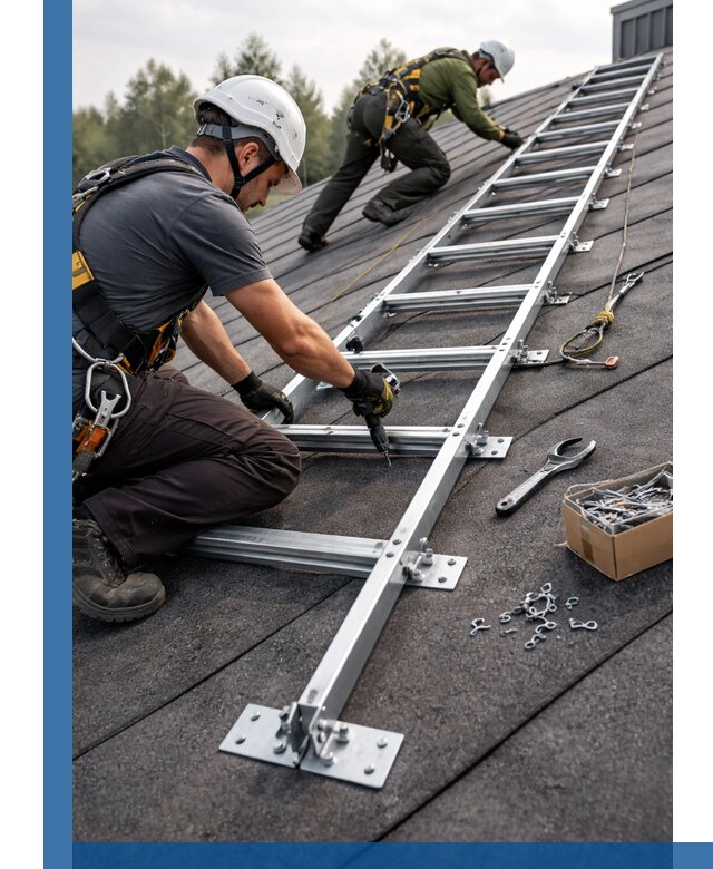 Профессиональный монтаж кровельной лестницы в Новомосковске под ключ