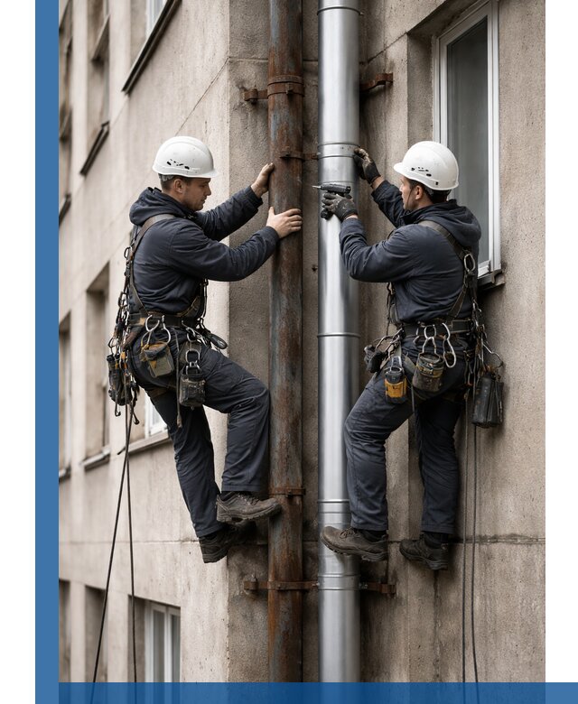 Замена водосточных труб в Новомосковске: монтаж и демонтаж под ключ