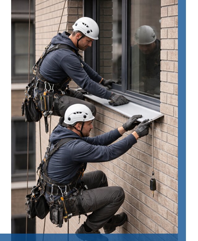 Монтаж оконных отливов под ключ в Новомосковске от 3614 р. | ВЫСОТНИК-Нвм