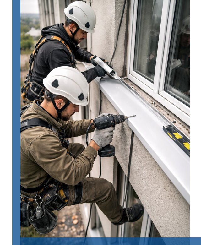 Профессиональный монтаж оконных отливов и отведения воды в Новомосковске
