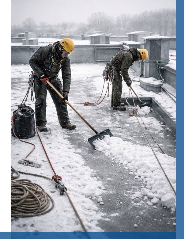 Очистка крыши от снега в Новомосковске от 7744 р. | ВЫСОТНИК-Нвм