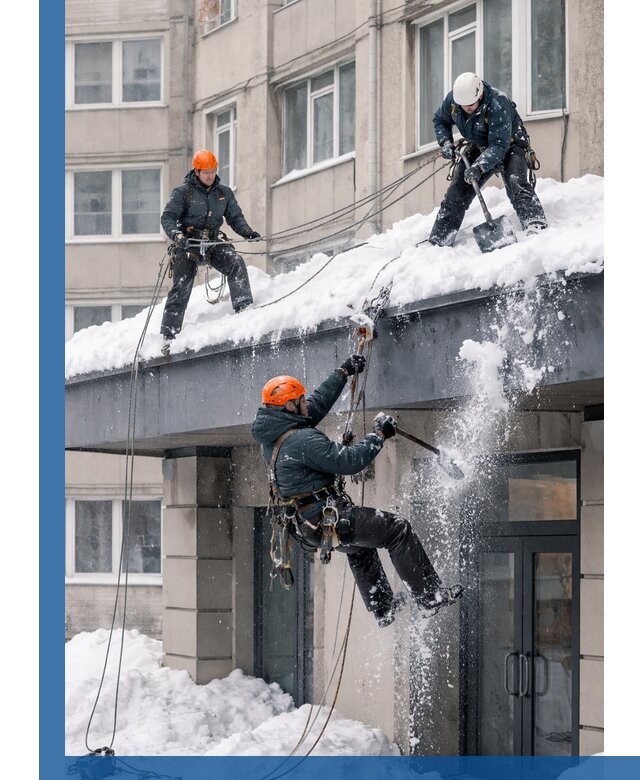 Безопасная очистка навесов от снега в Новомосковске круглогодично