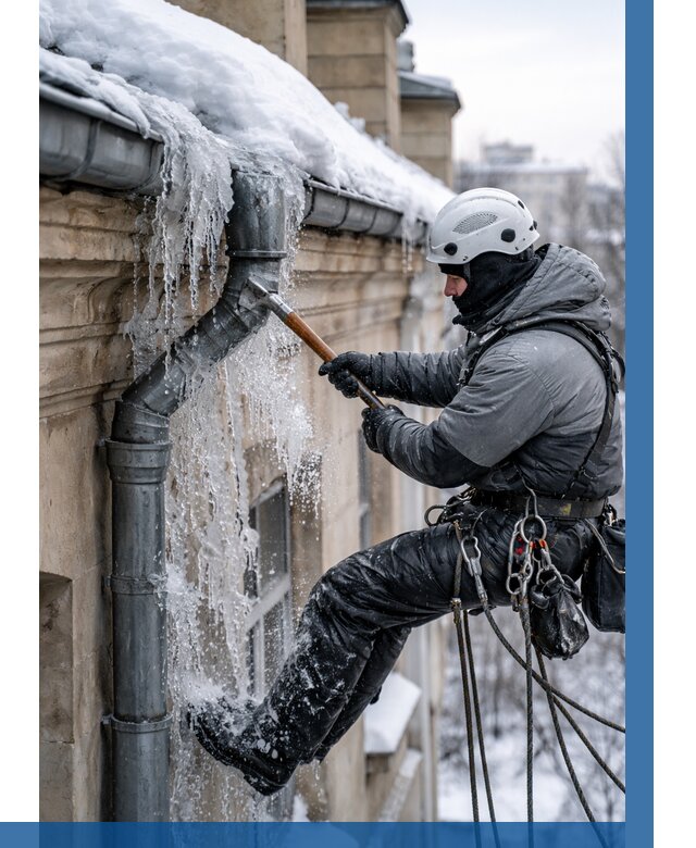 Очистка водостоков от льда в Новомосковске от 3614 р. | ВЫСОТНИК-Нвм