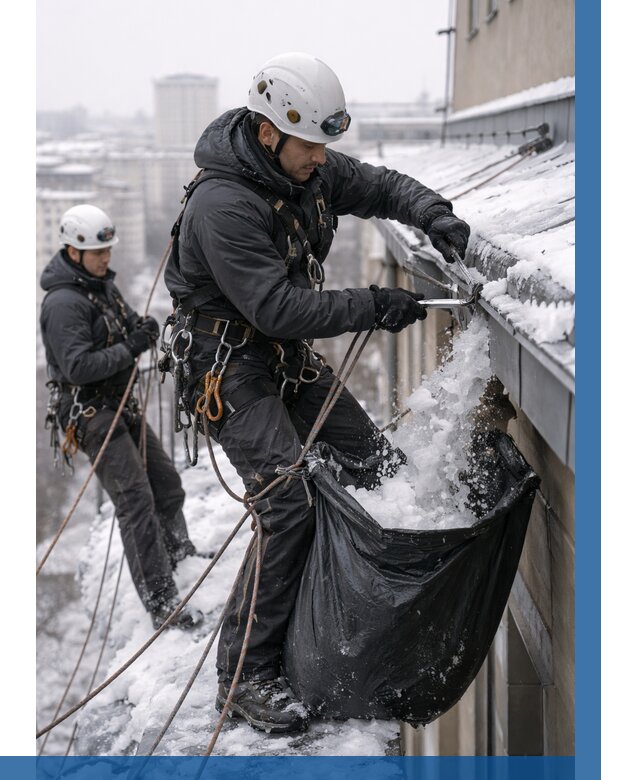 Аварийная очистка крыши в Новомосковске под ключ от 310 р. | ВЫСОТНИК-Нвм